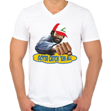 PRINTFASHION gotta catch 'em all - Férfi V-nyakú póló - Fehér férfi póló