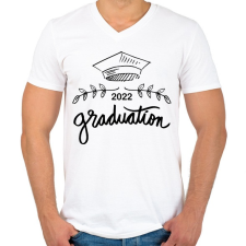PRINTFASHION Graduation 2022 - Diplomás minta - Férfi V-nyakú póló - Fehér férfi póló