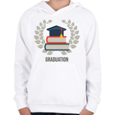 PRINTFASHION Graduation - Diplomás minta - Gyerek kapucnis pulóver - Fehér