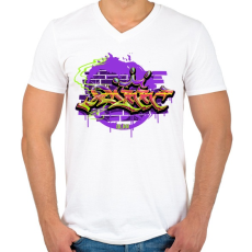 PRINTFASHION Graffiti - Férfi V-nyakú póló - Fehér