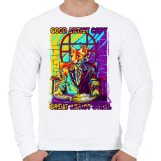 PRINTFASHION Graffiti - Macska - Férfi pulóver - Fehér