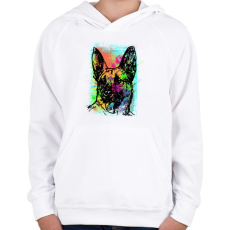 PRINTFASHION Graffiti - Németjuhász - Gyerek kapucnis pulóver - Fehér