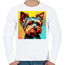 PRINTFASHION Graffiti Yorkshire terrier kutya - Férfi pulóver - Fehér férfi pulóver, kardigán