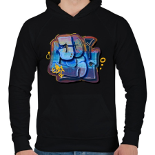 PRINTFASHION Graffity minta - Férfi kapucnis pulóver - Fekete férfi pulóver, kardigán