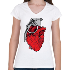 PRINTFASHION Gránát szív - Női V-nyakú póló - Fehér női póló