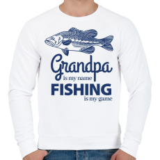 PRINTFASHION Grandpa is my name Fishing is my game - Férfi pulóver - Fehér