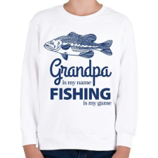 PRINTFASHION Grandpa is my name Fishing is my game - Gyerek pulóver - Fehér gyerek pulóver, kardigán