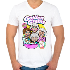 PRINTFASHION Granny-díj - Férfi V-nyakú póló - Fehér