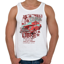 PRINTFASHION Green and red sedan - Férfi atléta - Fehér atléta, trikó