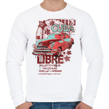 PRINTFASHION Green and red sedan - Férfi pulóver - Fehér férfi pulóver, kardigán