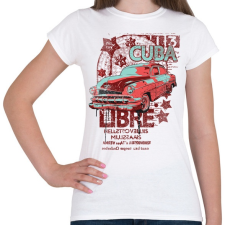 PRINTFASHION Green and red sedan - Női póló - Fehér női póló