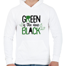 PRINTFASHION Green is the new Black - Férfi kapucnis pulóver - Fehér férfi pulóver, kardigán