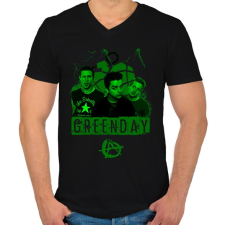 PRINTFASHION greenday - Férfi V-nyakú póló - Fekete férfi póló
