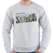 PRINTFASHION Greetings from Sanhok - PUBG - Férfi pulóver - Sport szürke férfi pulóver, kardigán
