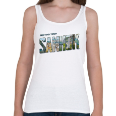 PRINTFASHION Greetings from Sanhok - PUBG - Női atléta - Fehér