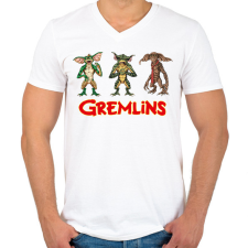 PRINTFASHION Gremlins - Férfi V-nyakú póló - Fehér férfi póló