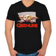 PRINTFASHION Gremlins - Férfi V-nyakú póló - Fekete