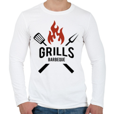 PRINTFASHION Grill - Férfi hosszú ujjú póló - Fehér