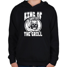 PRINTFASHION Grill király - Gyerek kapucnis pulóver - Fekete