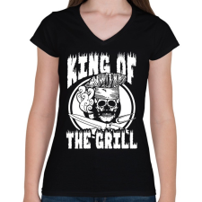 PRINTFASHION Grill király - Női V-nyakú póló - Fekete női póló