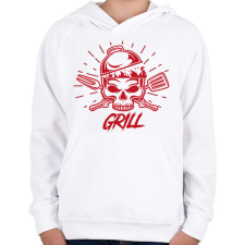PRINTFASHION Grill koponya - Gyerek kapucnis pulóver - Fehér gyerek pulóver, kardigán
