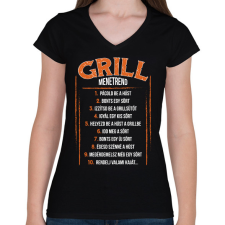 PRINTFASHION Grill menetrend - Női V-nyakú póló - Fekete női póló