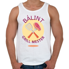 PRINTFASHION Grill mester - Névvel - Férfi atléta - Fehér atléta, trikó