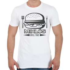 PRINTFASHION Grill time - Névvel - Férfi póló - Fehér