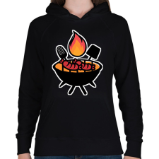 PRINTFASHION Grillezés  - Női kapucnis pulóver - Fekete női pulóver, kardigán