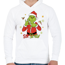 PRINTFASHION Grinch 67 - Férfi kapucnis pulóver - Fehér férfi pulóver, kardigán