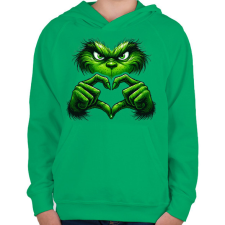 PRINTFASHION Grinch - Gyerek kapucnis pulóver - Zöld gyerek pulóver, kardigán