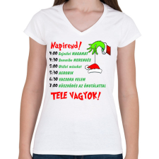 PRINTFASHION Grincs napirend - Női V-nyakú póló - Fehér női póló