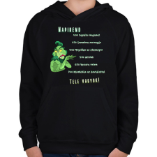 PRINTFASHION grincs napirendje - Gyerek kapucnis pulóver - Fekete gyerek pulóver, kardigán