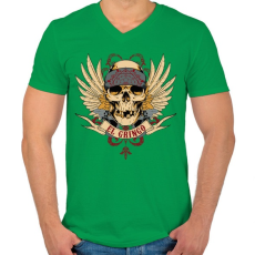 PRINTFASHION Gringo koponya - Férfi V-nyakú póló - Zöld