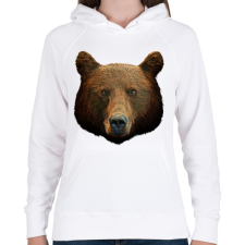 PRINTFASHION Grizzly fej - Női kapucnis pulóver - Fehér női pulóver, kardigán