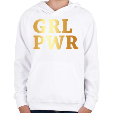 PRINTFASHION GRL PWR - Gyerek kapucnis pulóver - Fehér gyerek pulóver, kardigán
