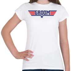 PRINTFASHION Groom - Top gun - Női póló - Fehér