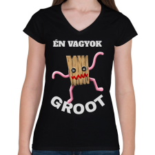 PRINTFASHION Groot - Női V-nyakú póló - Fekete női póló
