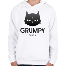 PRINTFASHION Grumpy Cats - Gyerek kapucnis pulóver - Fehér