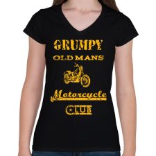 PRINTFASHION grumpy old mans motorcycle club - Női V-nyakú póló - Fekete női póló