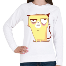 PRINTFASHION Grumpycat - Női pulóver - Fehér női pulóver, kardigán