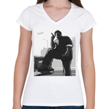 PRINTFASHION GTA - BIG SMOKE - Női V-nyakú póló - Fehér női póló