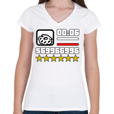 PRINTFASHION Gta Hud - Női V-nyakú póló - Fehér női póló