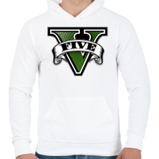 PRINTFASHION GTA V logo - Férfi kapucnis pulóver - Fehér férfi pulóver, kardigán