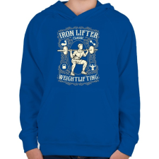 PRINTFASHION Guggolás vassal - Gyerek kapucnis pulóver - Királykék gyerek pulóver, kardigán