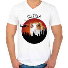 PRINTFASHION Guizilla - Férfi V-nyakú póló - Fehér férfi póló