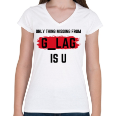 PRINTFASHION Gulag is your home. - Női V-nyakú póló - Fehér