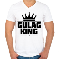 PRINTFASHION Gulag King - Férfi V-nyakú póló - Fehér