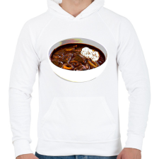 PRINTFASHION Gulyás - Férfi kapucnis pulóver - Fehér férfi pulóver, kardigán