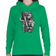 PRINTFASHION Gyilkos ütem - Női kapucnis pulóver - Zöld női pulóver, kardigán